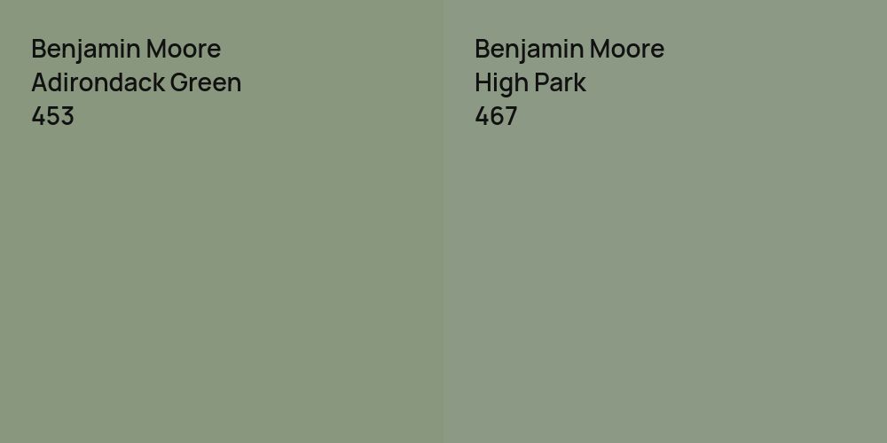 Benjamin Moore Adirondack Green vs. Benjamin Moore High Park