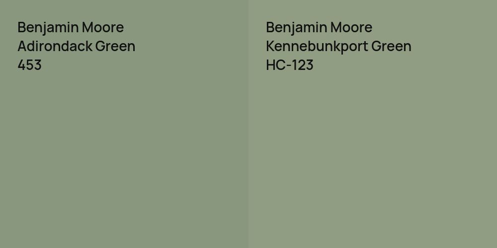 Benjamin Moore Adirondack Green vs. Benjamin Moore Kennebunkport Green