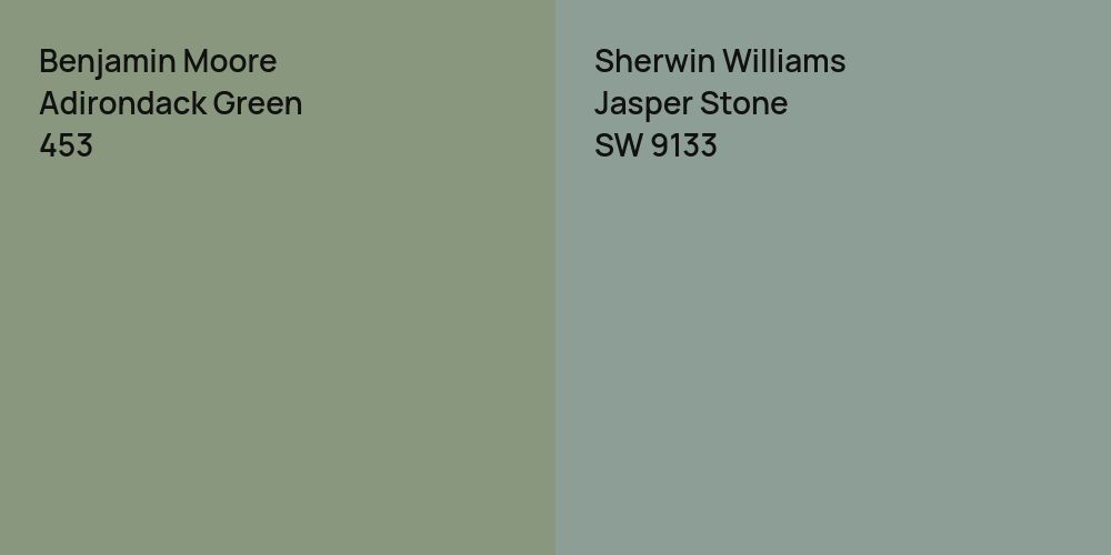 Benjamin Moore Adirondack Green vs. Sherwin Williams Jasper Stone