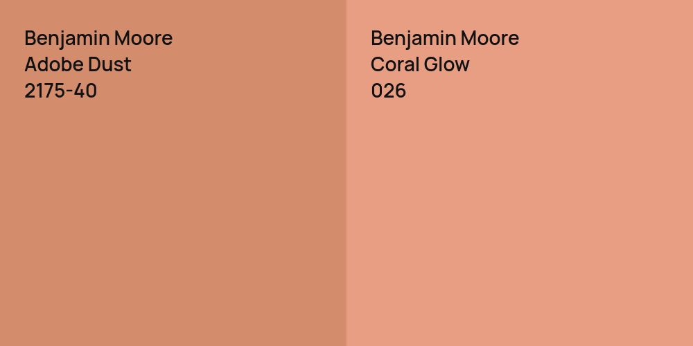 Benjamin Moore Adobe Dust vs. Benjamin Moore Coral Glow