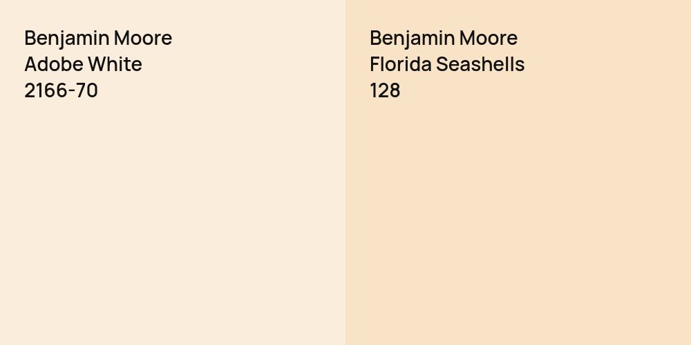 Benjamin Moore Adobe White vs. Benjamin Moore Florida Seashells