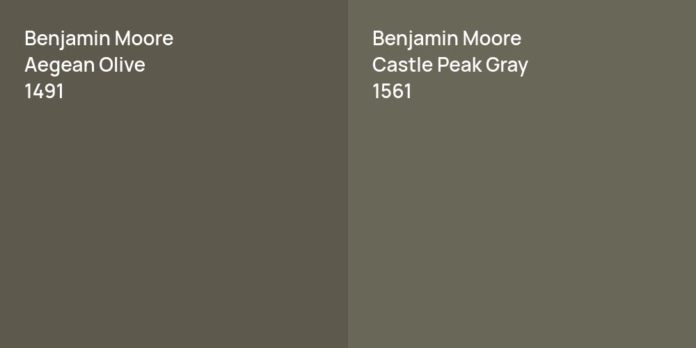 Benjamin Moore Aegean Olive vs. Benjamin Moore Castle Peak Gray