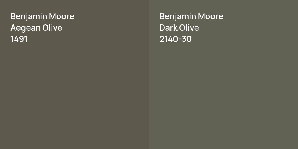 Benjamin Moore Aegean Olive vs. Benjamin Moore Dark Olive