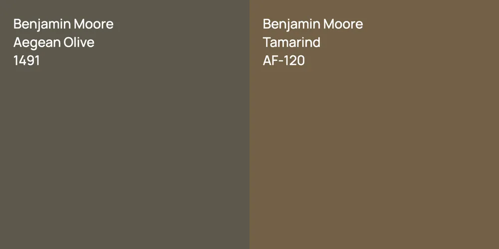 Benjamin Moore Aegean Olive vs. Benjamin Moore Tamarind