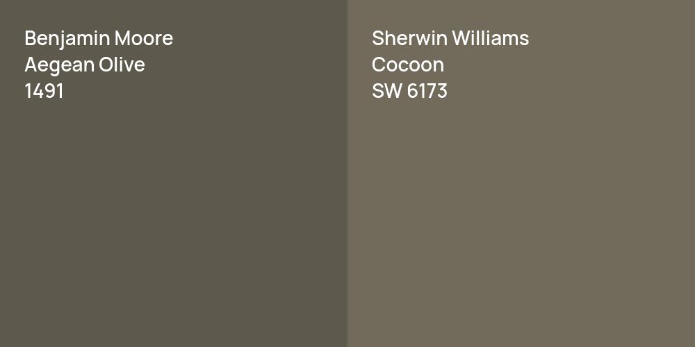 Benjamin Moore Aegean Olive vs. Sherwin Williams Cocoon