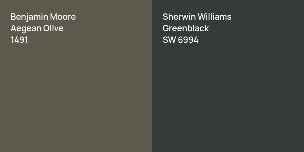 Benjamin Moore Aegean Olive vs. Sherwin Williams Greenblack