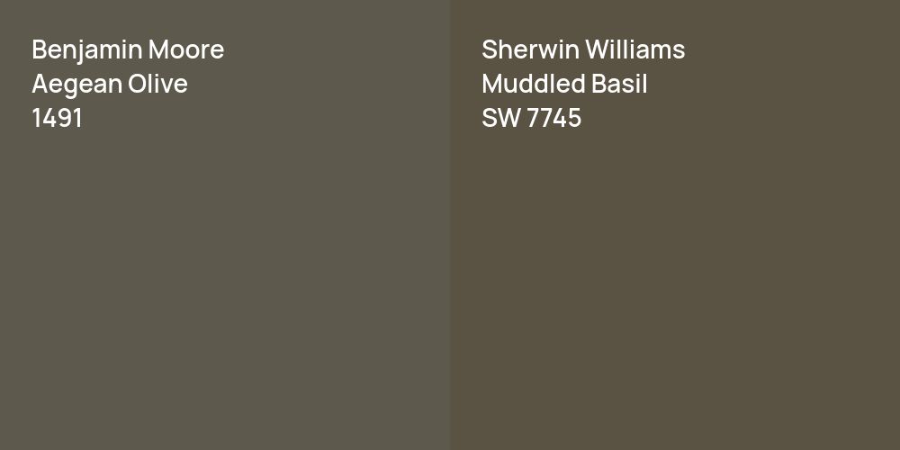 Benjamin Moore Aegean Olive vs. Sherwin Williams Muddled Basil