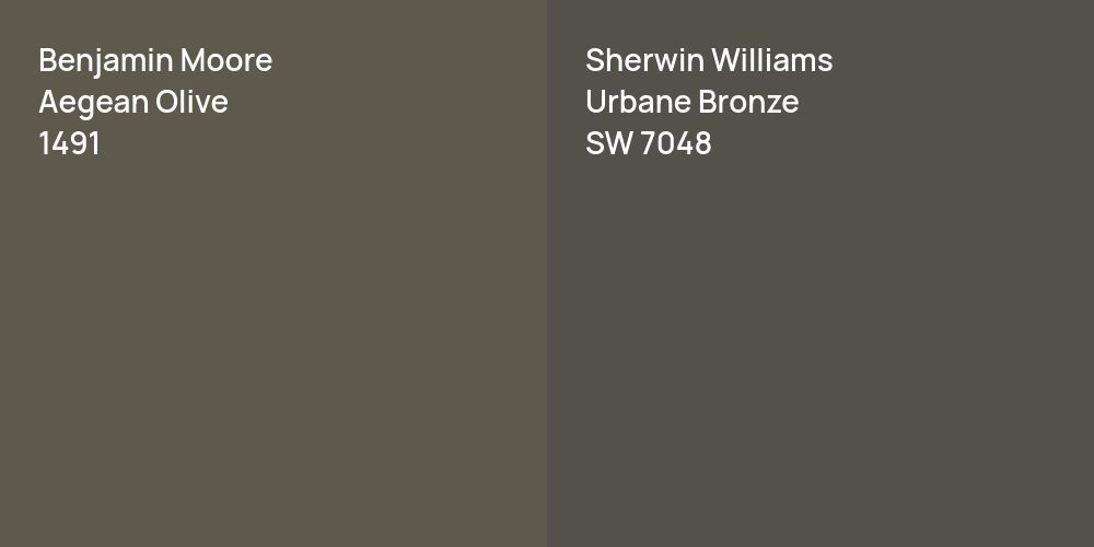 Benjamin Moore Aegean Olive vs. Sherwin Williams Urbane Bronze