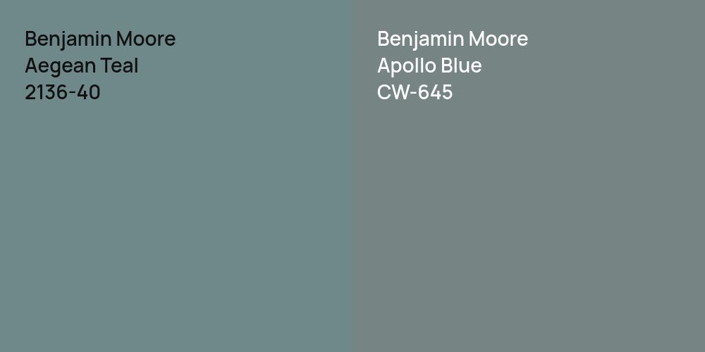 Benjamin Moore Aegean Teal vs. Benjamin Moore Apollo Blue