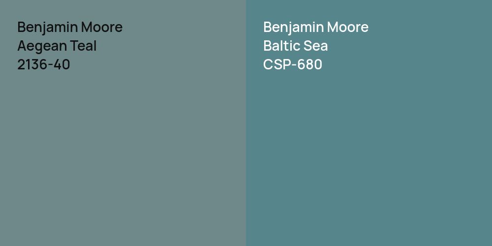 Benjamin Moore Aegean Teal vs. Benjamin Moore Baltic Sea