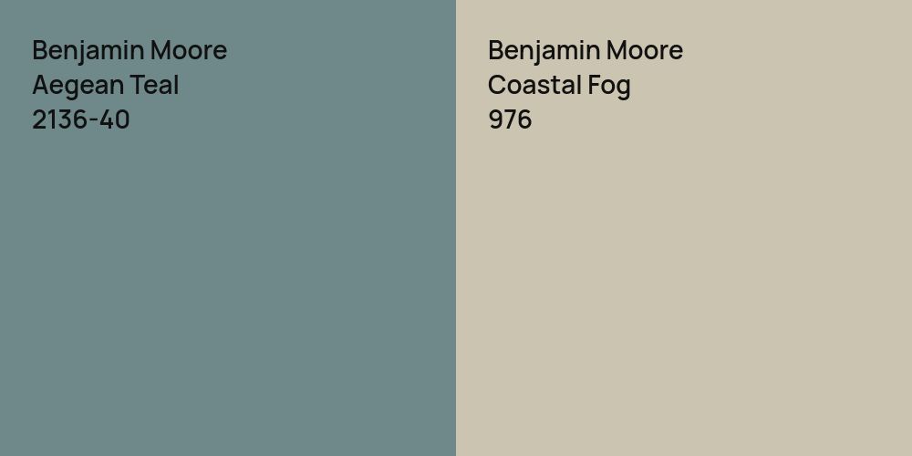 Benjamin Moore Aegean Teal vs. Benjamin Moore Coastal Fog