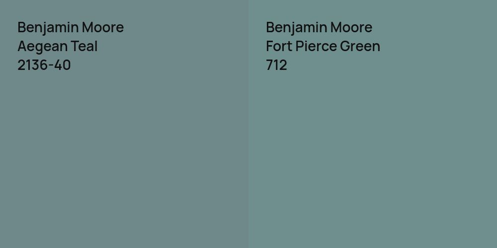 Benjamin Moore Aegean Teal vs. Benjamin Moore Fort Pierce Green