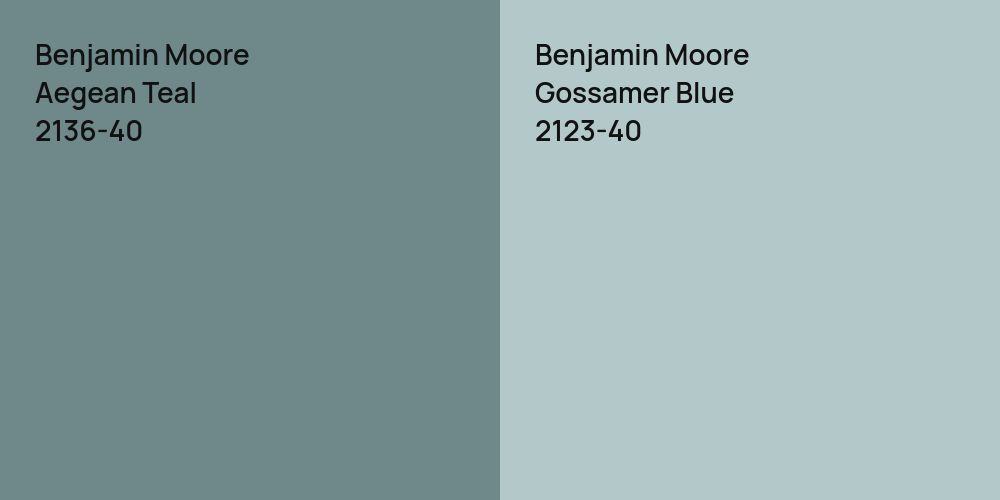 Benjamin Moore Aegean Teal vs. Benjamin Moore Gossamer Blue