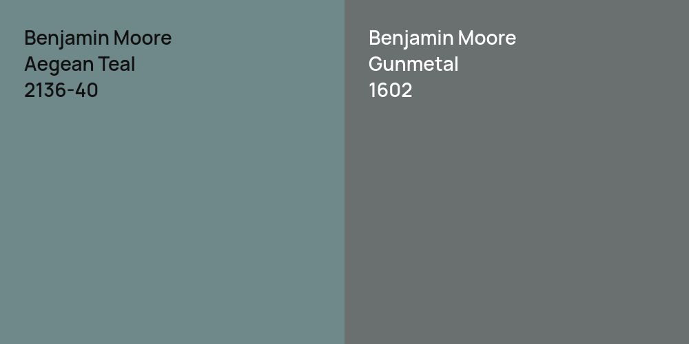 Benjamin Moore Aegean Teal vs. Benjamin Moore Gunmetal