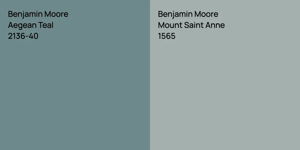 Benjamin Moore Aegean Teal vs. Benjamin Moore Mount Saint Anne