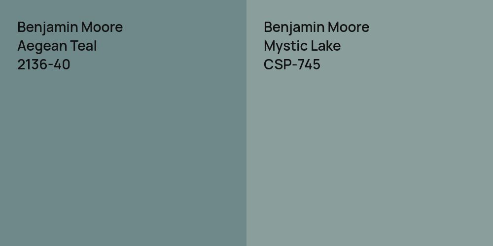 Benjamin Moore Aegean Teal vs. Benjamin Moore Mystic Lake