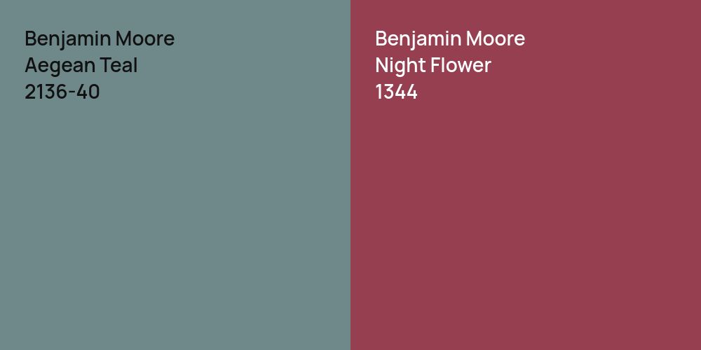 Benjamin Moore Aegean Teal vs. Benjamin Moore Night Flower