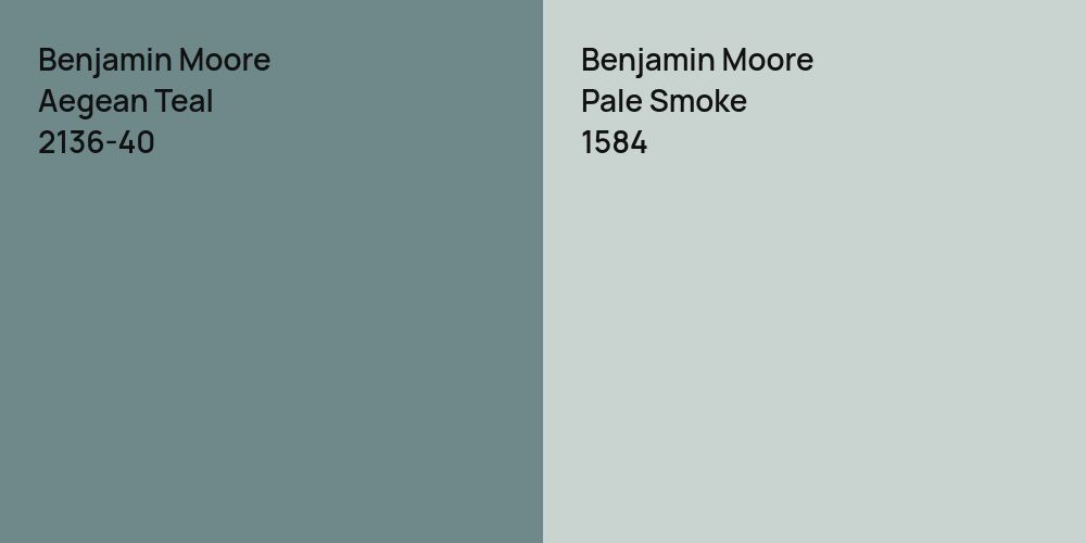 Benjamin Moore Aegean Teal vs. Benjamin Moore Pale Smoke