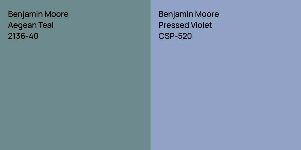 Benjamin Moore Aegean Teal vs. Benjamin Moore Pressed Violet