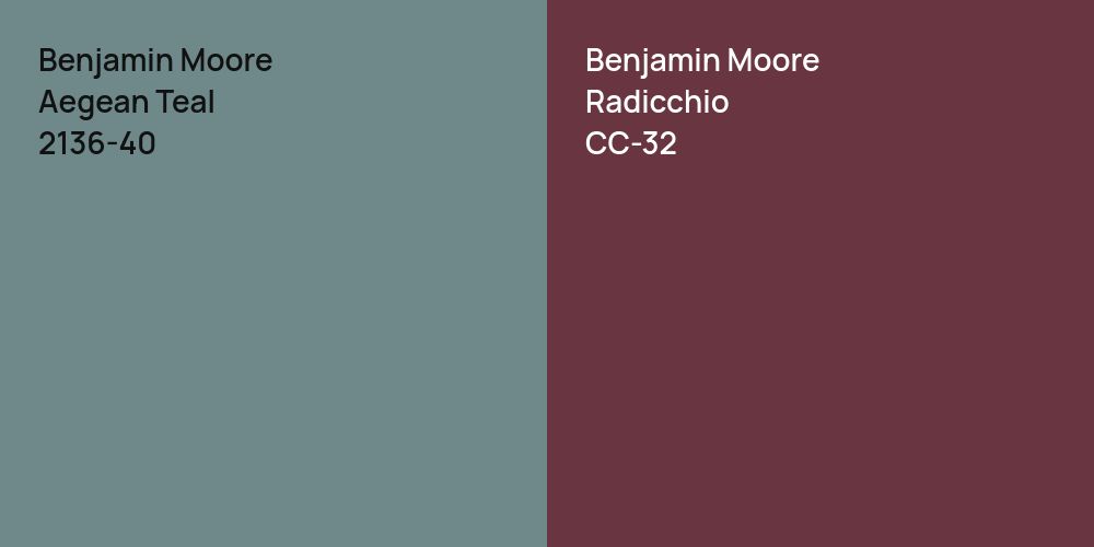 Benjamin Moore Aegean Teal vs. Benjamin Moore Radicchio