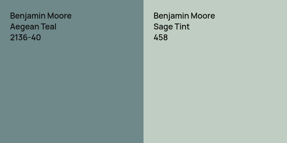 Benjamin Moore Aegean Teal vs. Benjamin Moore Sage Tint