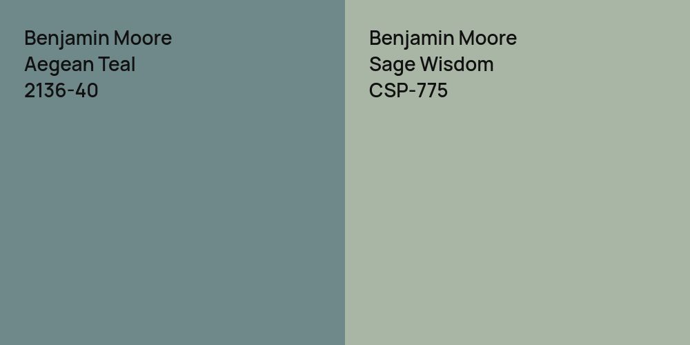 Benjamin Moore Aegean Teal vs. Benjamin Moore Sage Wisdom