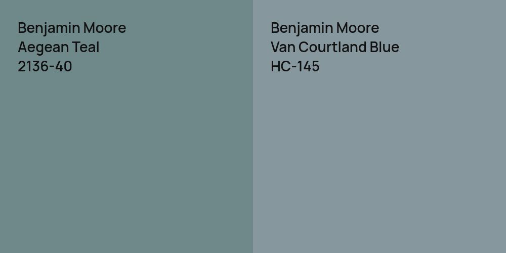 Benjamin Moore Aegean Teal vs. Benjamin Moore Van Courtland Blue