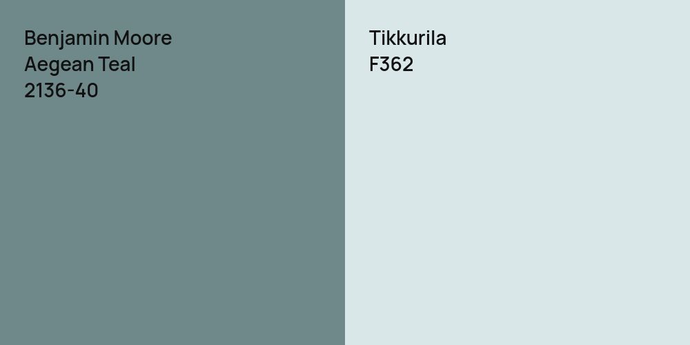 Benjamin Moore Aegean Teal vs. Tikkurila F362