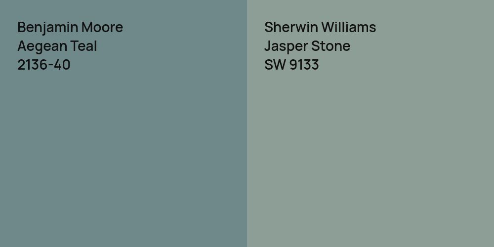 Benjamin Moore Aegean Teal vs. Sherwin Williams Jasper Stone