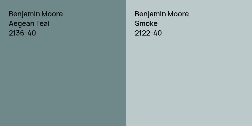 Benjamin Moore Aegean Teal vs. Benjamin Moore Smoke