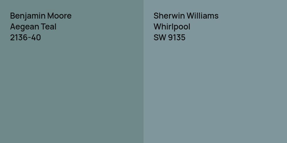 Benjamin Moore Aegean Teal vs. Sherwin Williams Whirlpool