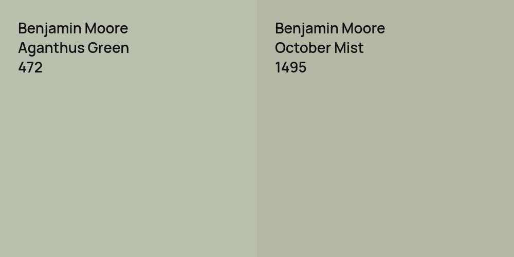 Benjamin Moore Aganthus Green vs. Benjamin Moore October Mist