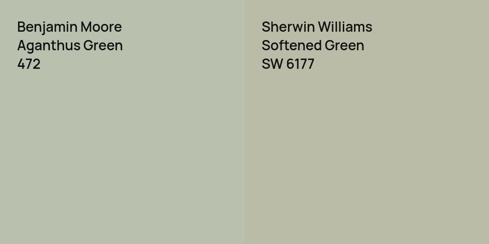 Benjamin Moore Aganthus Green vs. Sherwin Williams Softened Green