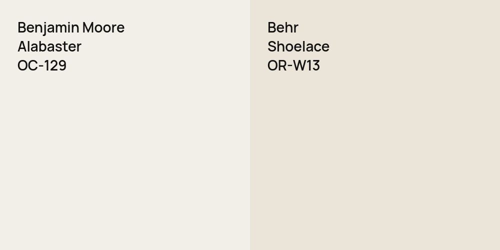 Benjamin Moore Alabaster vs. Behr Shoelace