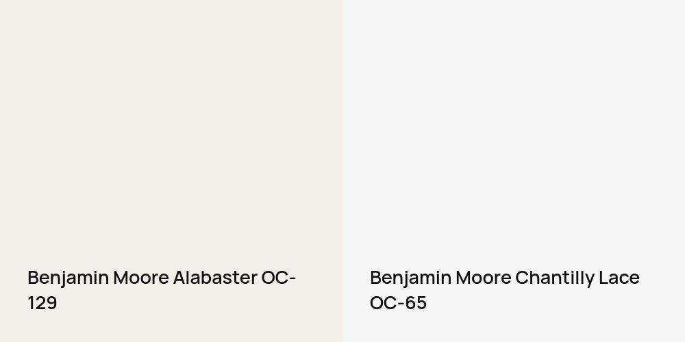 Benjamin Moore Alabaster vs. Benjamin Moore Chantilly Lace