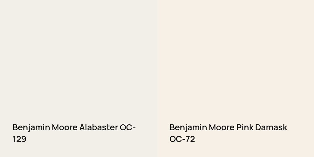 Benjamin Moore Alabaster vs. Benjamin Moore Pink Damask