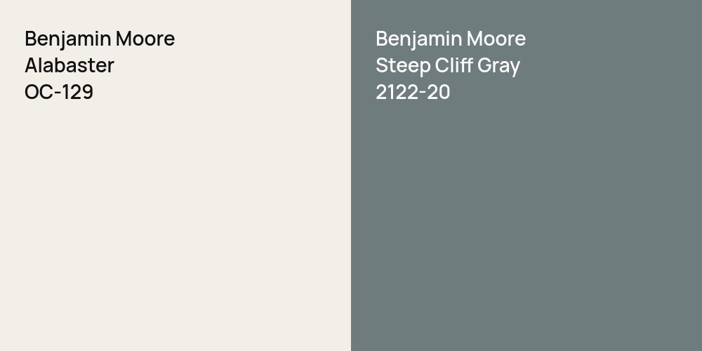 Benjamin Moore Alabaster vs. Benjamin Moore Steep Cliff Gray