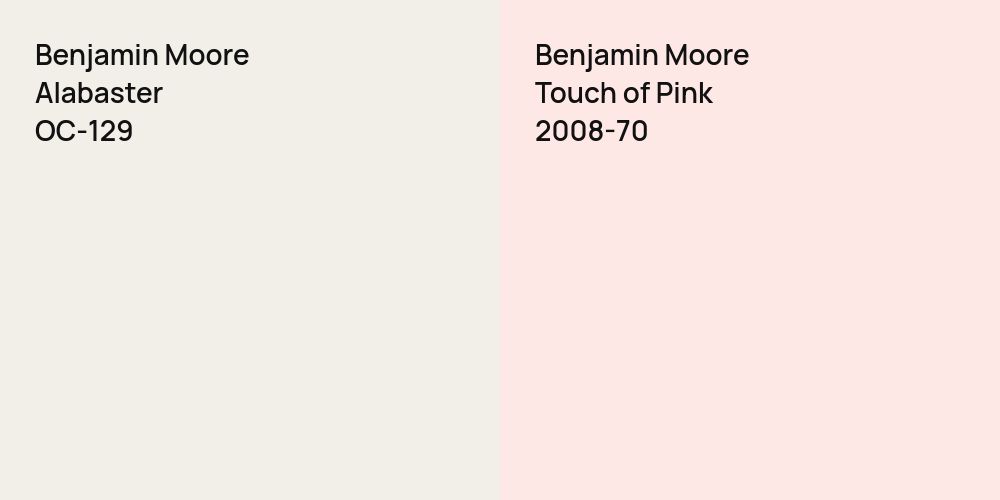 Benjamin Moore Alabaster vs. Benjamin Moore Touch of Pink