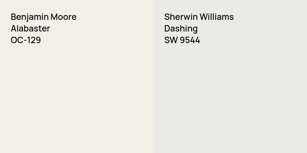 Benjamin Moore Alabaster vs. Sherwin Williams Dashing