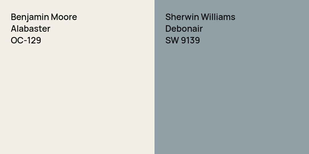 Benjamin Moore Alabaster vs. Sherwin Williams Debonair