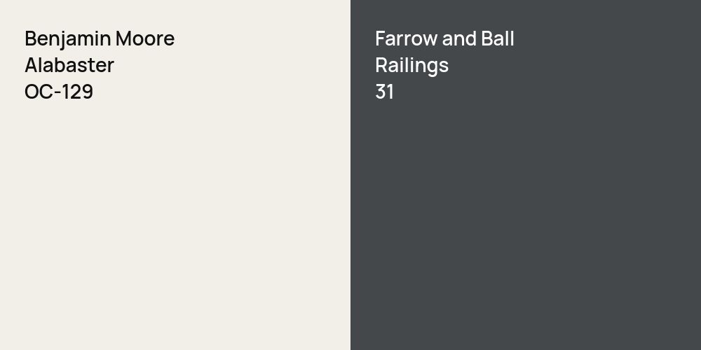 Benjamin Moore Alabaster vs. Farrow and Ball Railings