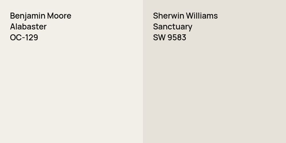 Benjamin Moore Alabaster vs. Sherwin Williams Sanctuary