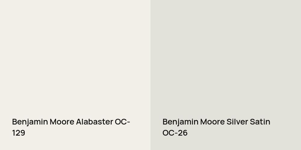 Benjamin Moore Alabaster vs. Benjamin Moore Silver Satin