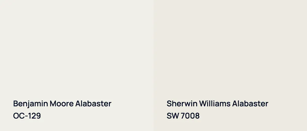 Benjamin Moore Alabaster OC-129 vs Sherwin Williams Alabaster SW 7008
