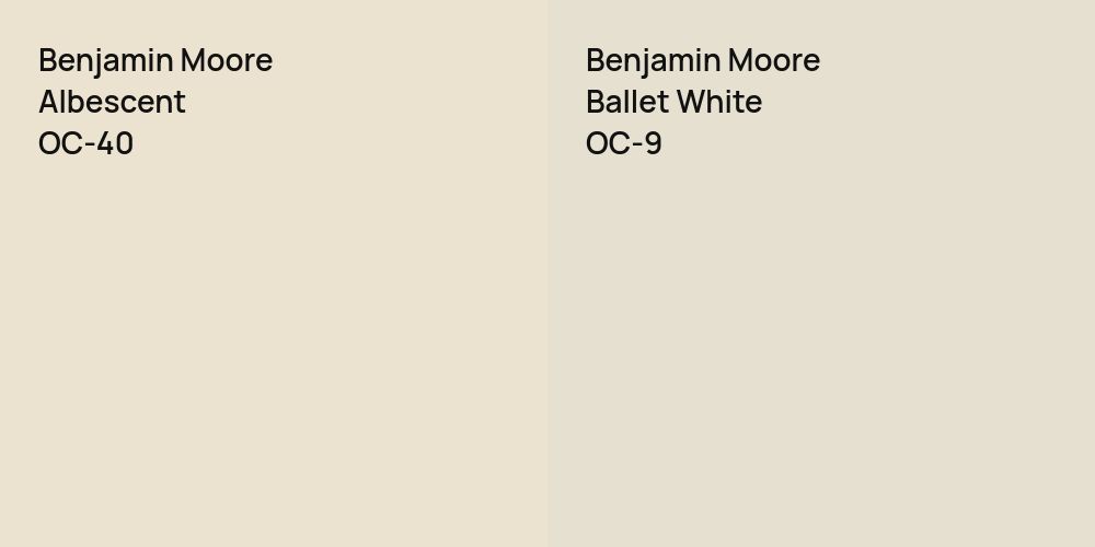 Benjamin Moore Albescent vs. Benjamin Moore Ballet White