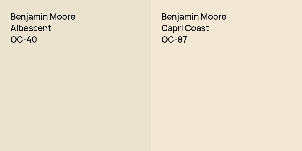 Benjamin Moore Albescent vs. Benjamin Moore Capri Coast