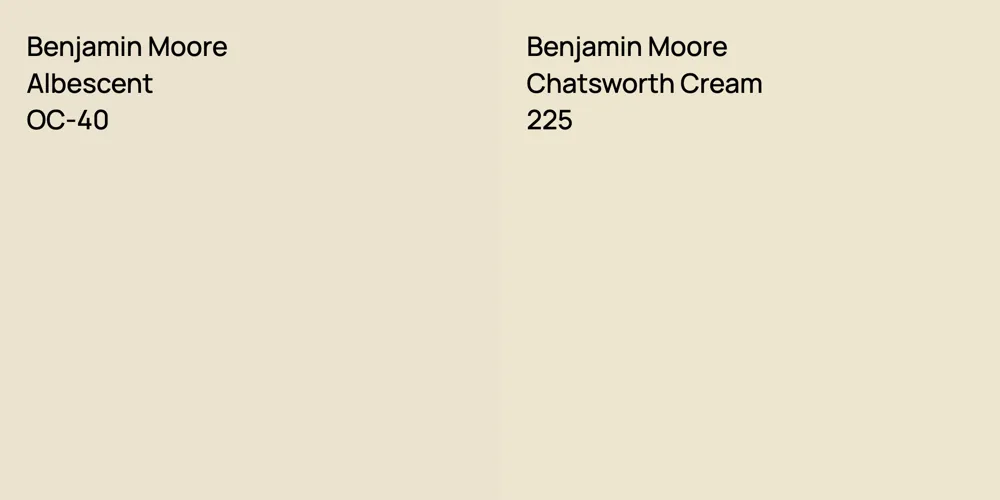 Benjamin Moore Albescent vs. Benjamin Moore Chatsworth Cream