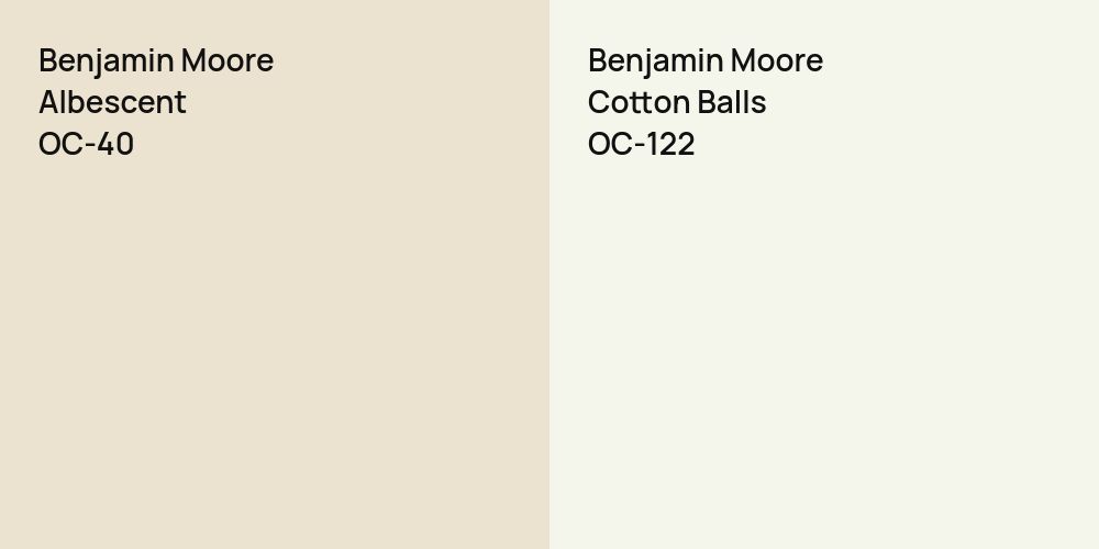 Benjamin Moore Albescent vs. Benjamin Moore Cotton Balls