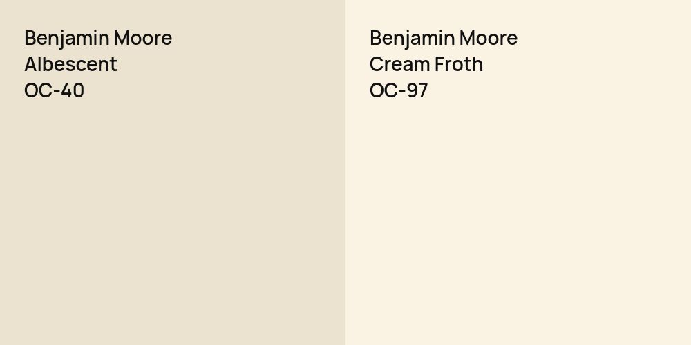 Benjamin Moore Albescent vs. Benjamin Moore Cream Froth