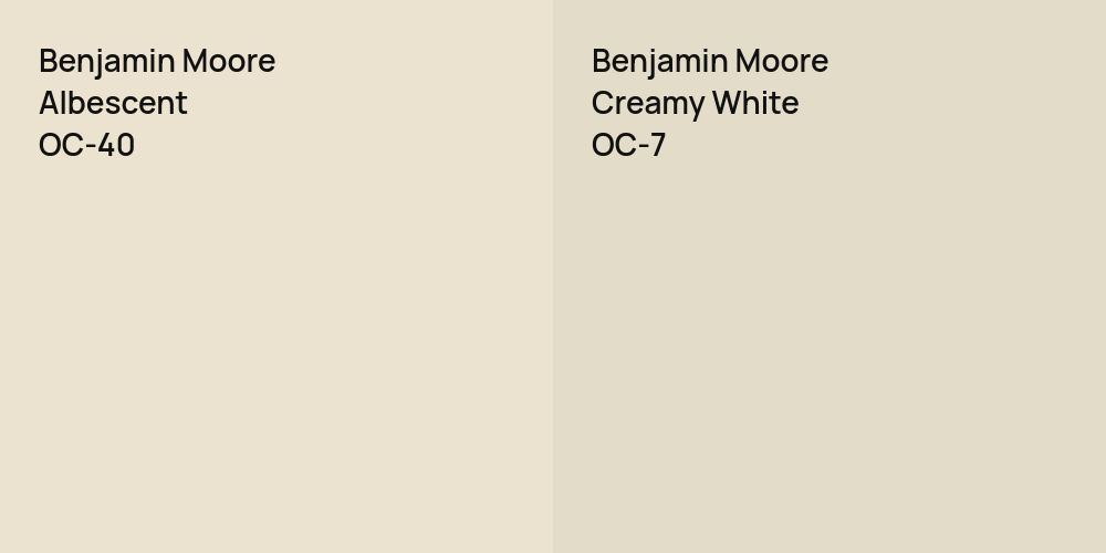 Benjamin Moore Albescent vs. Benjamin Moore Creamy White